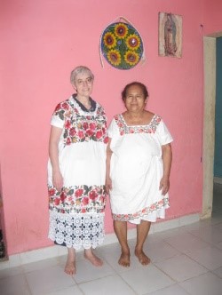 Susan and Yolanda wearing handmade huipiles