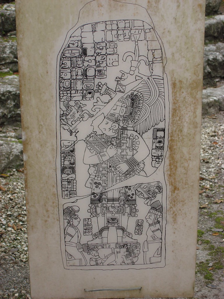 drawing of stela showing maya hierarchy